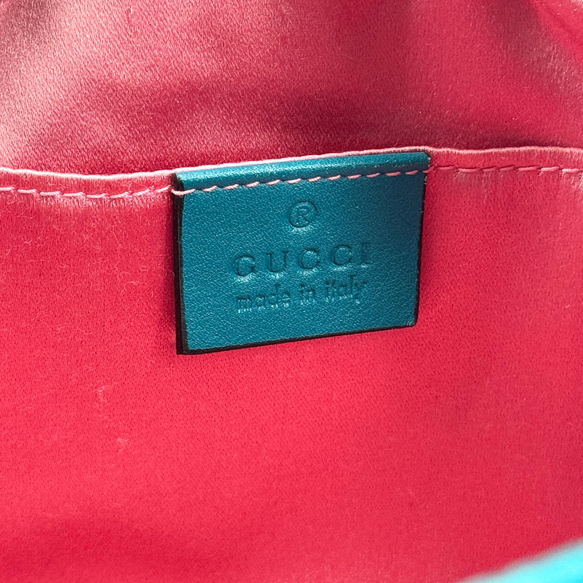 Gucci GG Marmont Mini Velvet Crossbody Bag Petrol Blue
