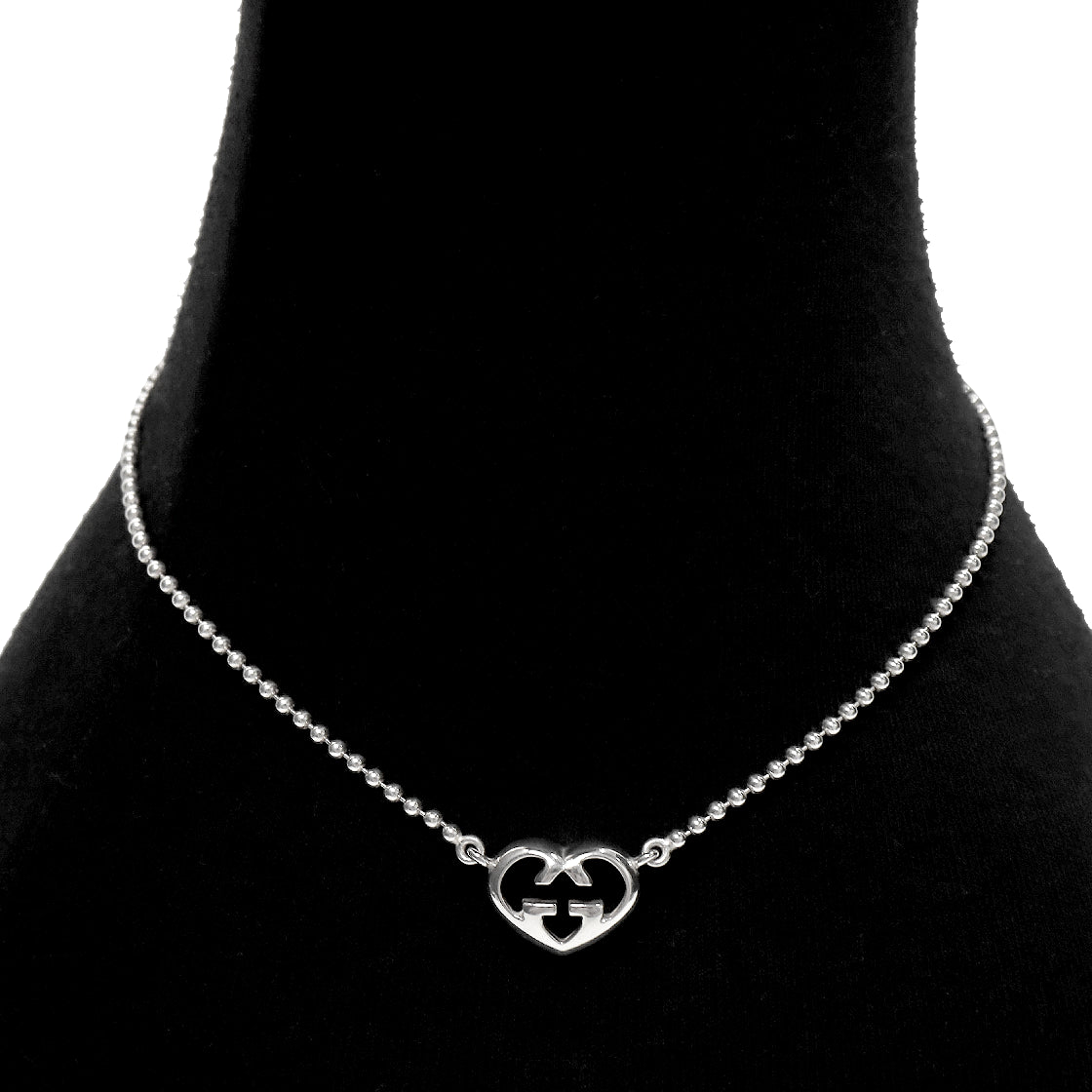 Gucci Heart Interlocking G Silver Necklace