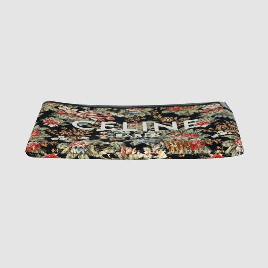 Flower embroidered logo clutch bag