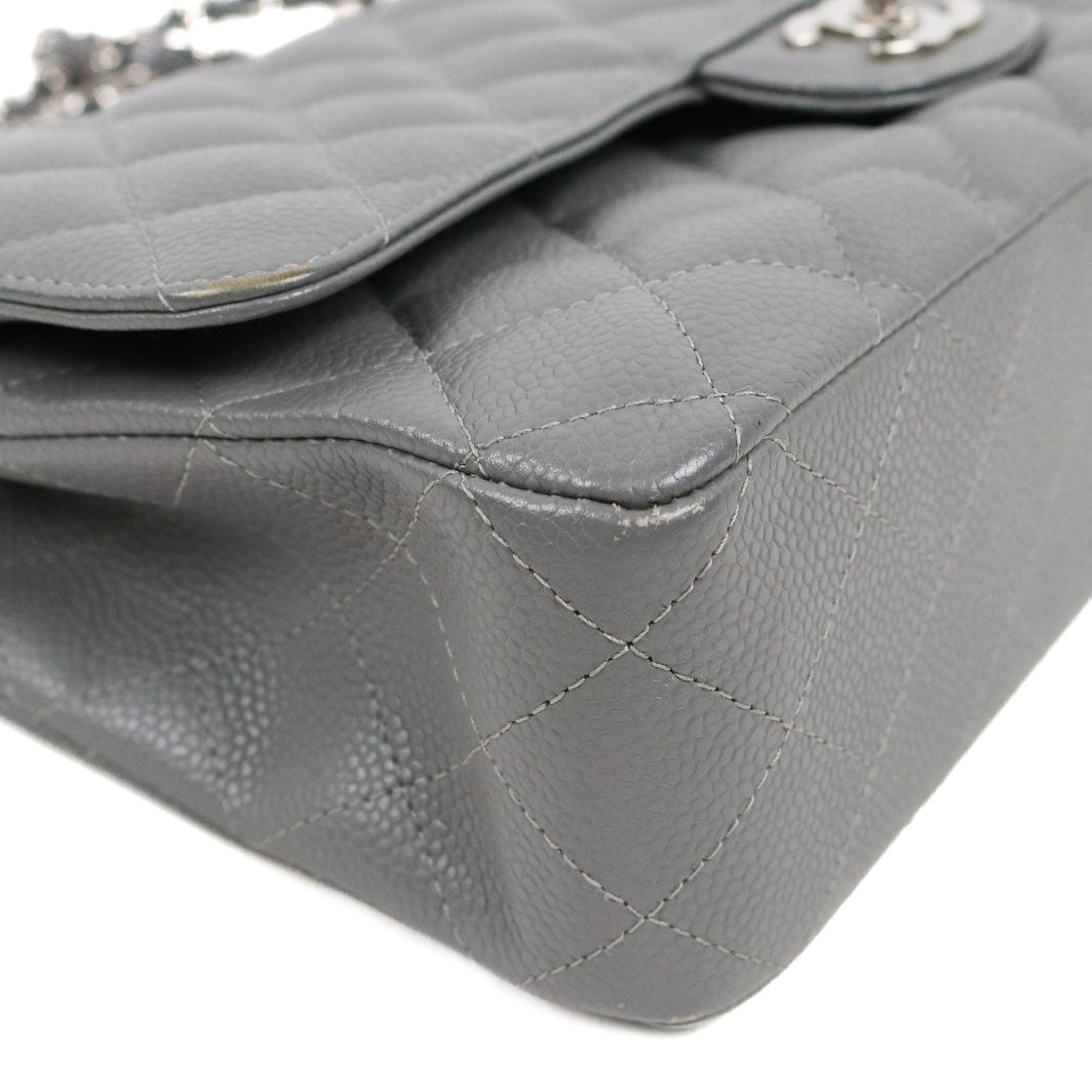 Chanel Gray Medium Caviar Classic Bag with Double Flap