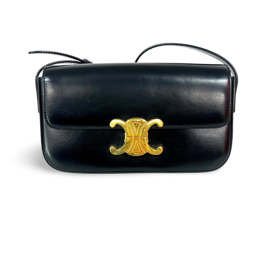 Celine Tin Triomphe Bag Shiny Calfskin Black