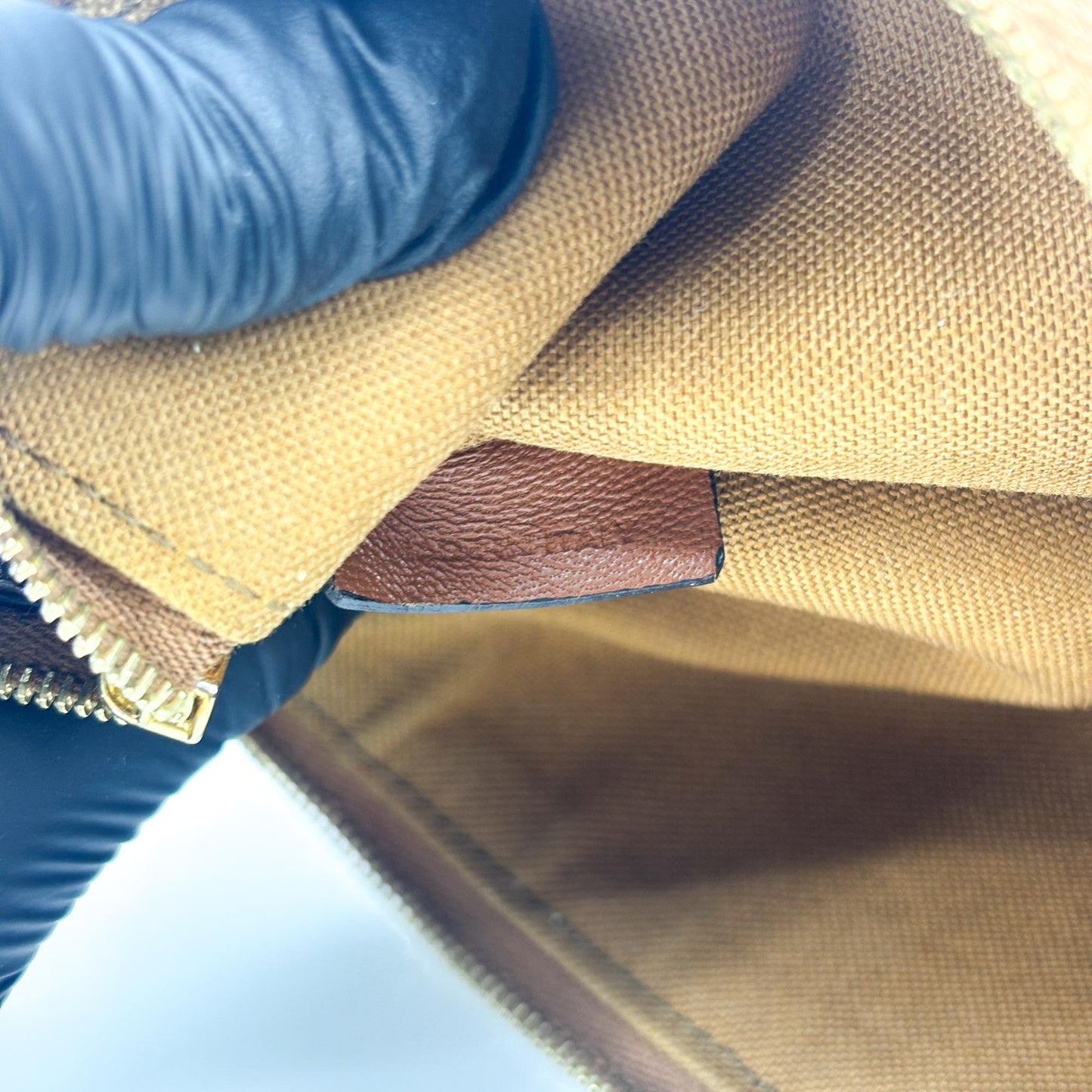 Celine Triomphe Canvas Zipper Pouch Tan