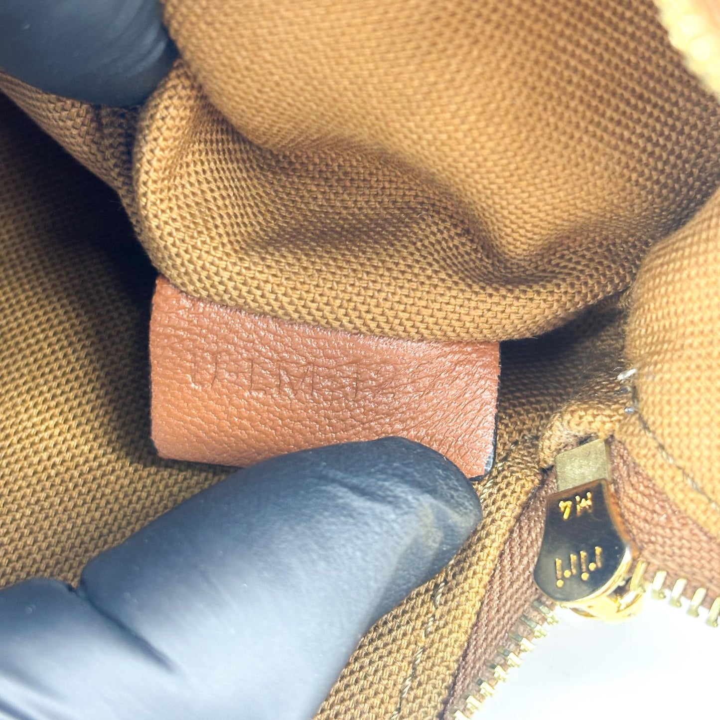 Celine Triomphe Canvas Zipper Pouch Tan