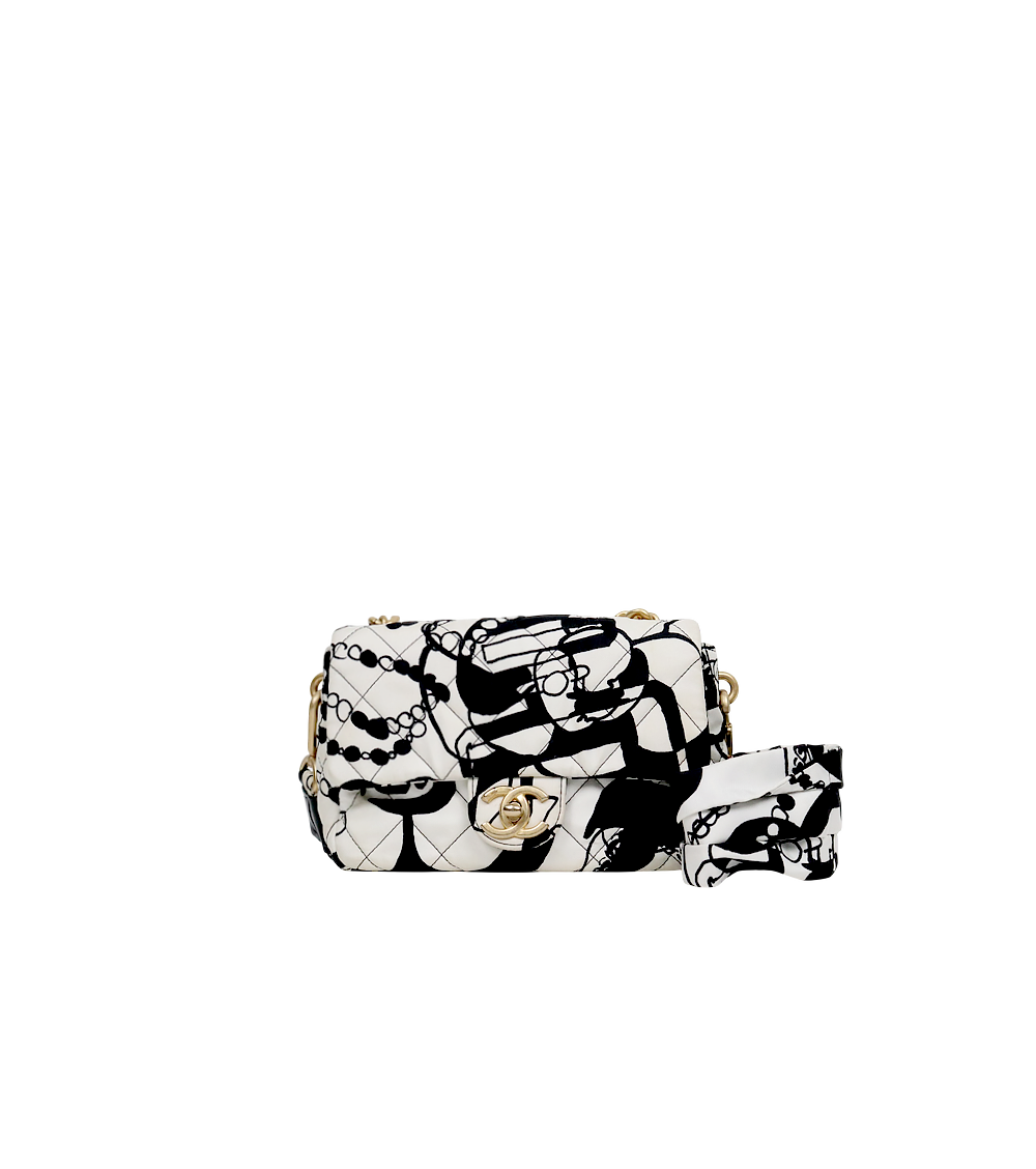 Chanel Two-tone Print Top-handle Shoulder Bag