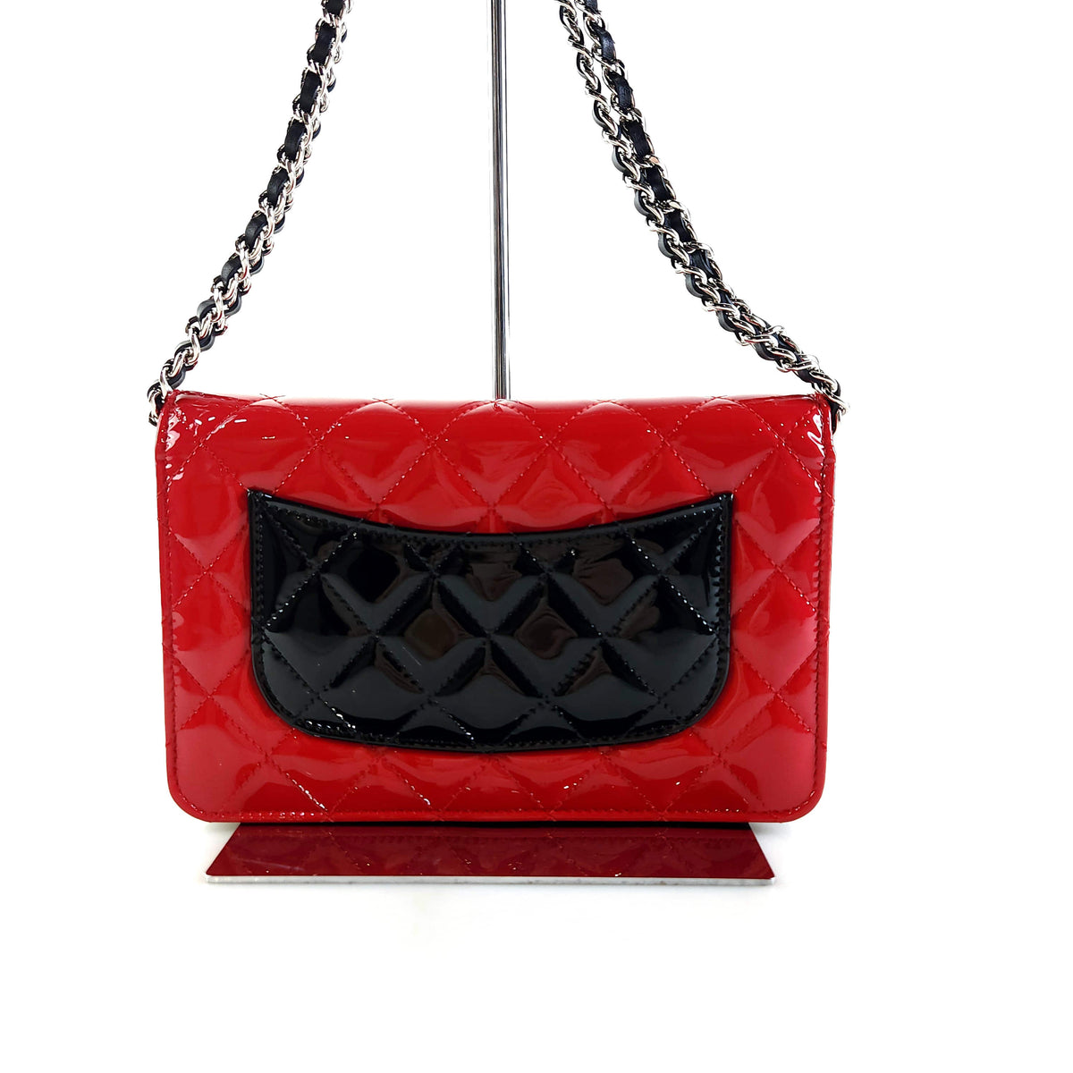 Classic Patent Two-Tone Chain Wallet Crossbody Bag WOC