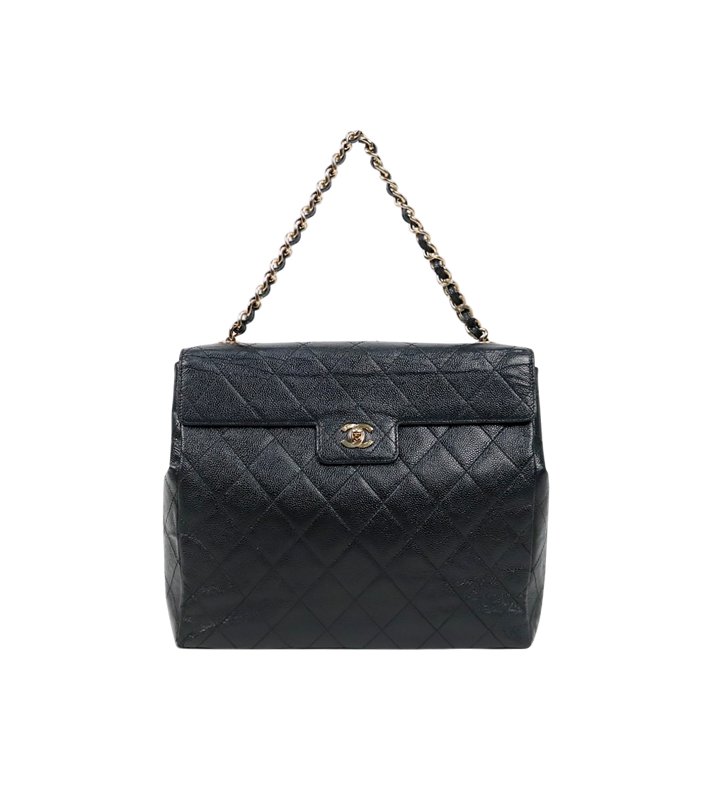 Chanel Black Caviar Quilted CC Chain Shoulder Bag