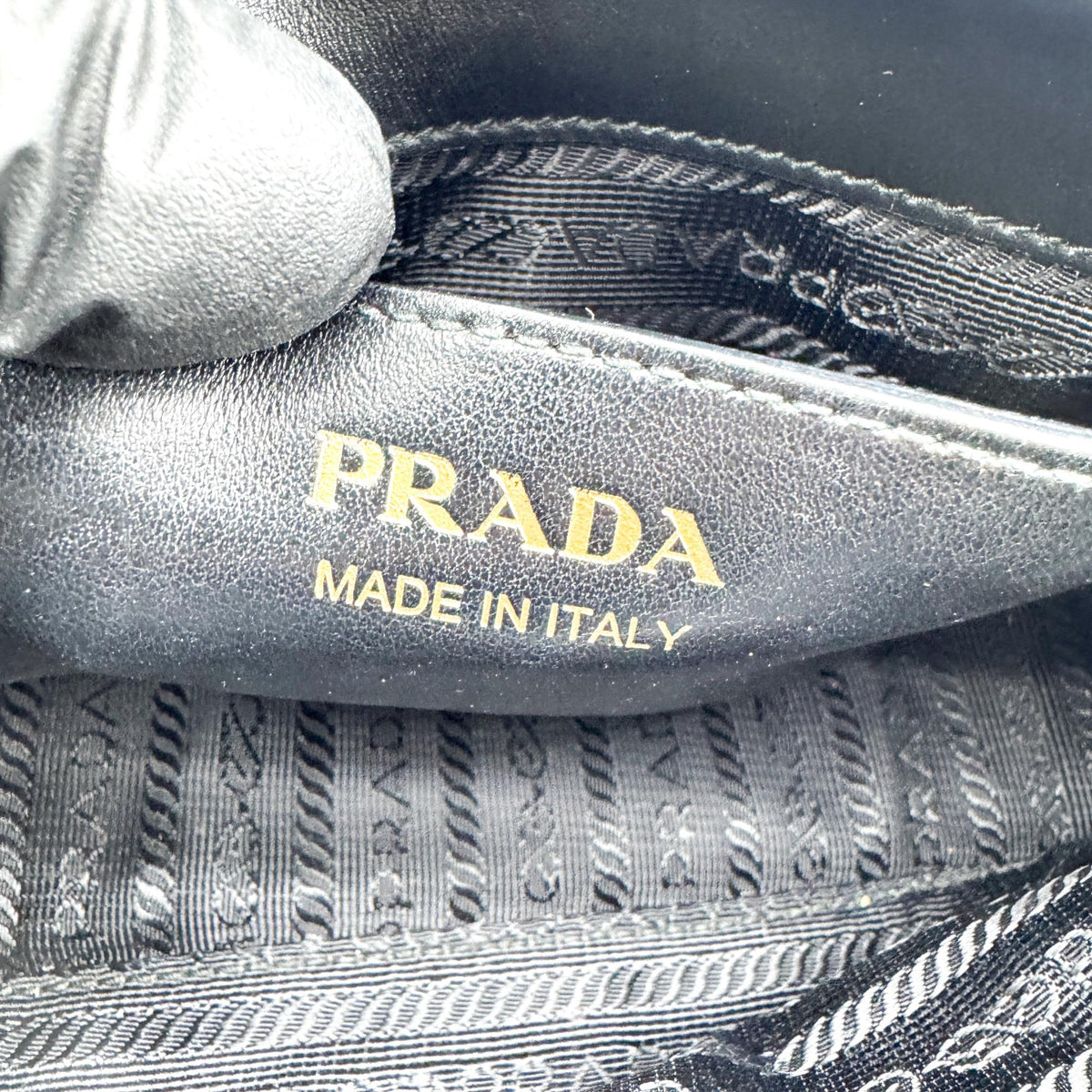 Prada Diagram Leather Camera Bag Mini Gold Hardware Black