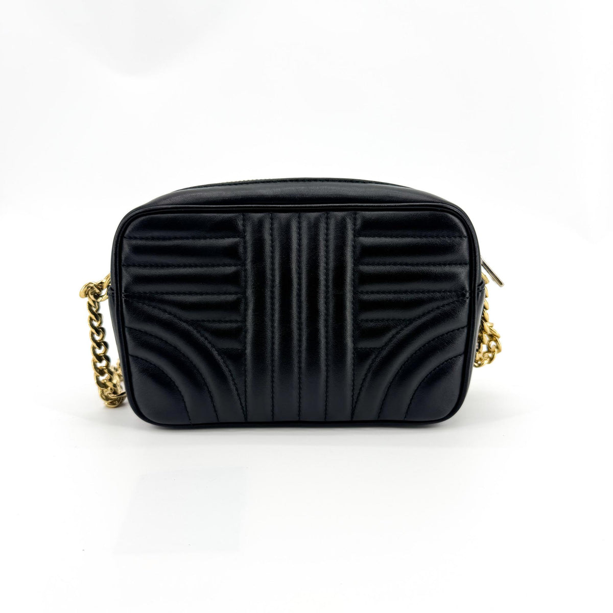 Prada Diagram Leather Camera Bag Mini Gold Hardware Black