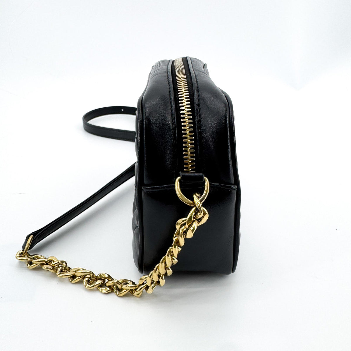 Prada Diagram Leather Camera Bag Mini Gold Hardware Black