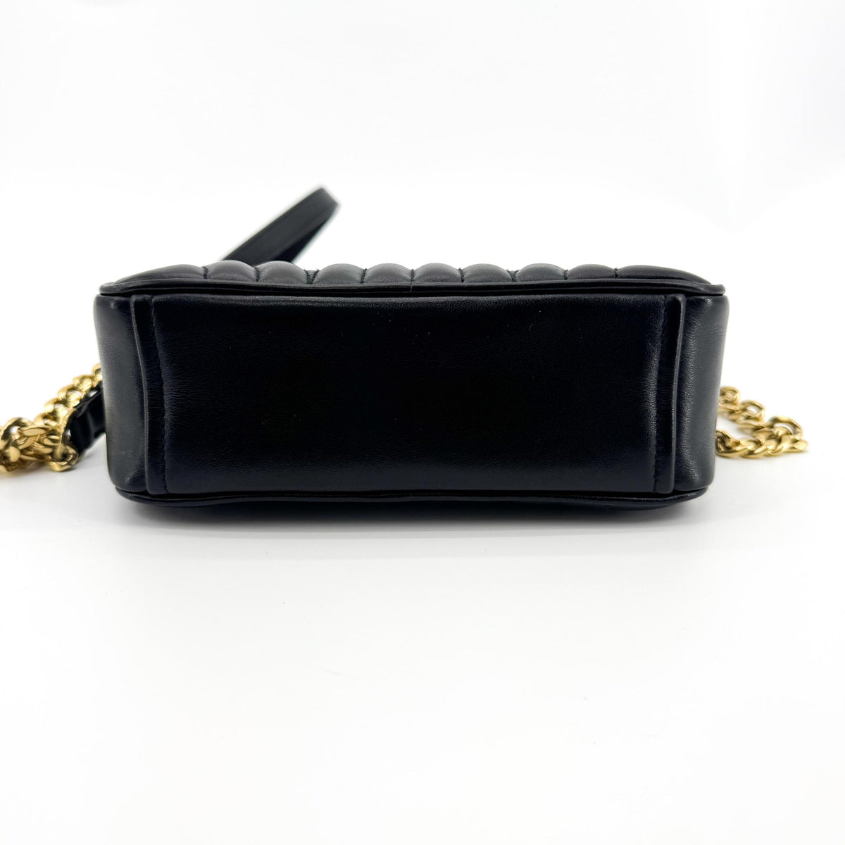 Prada Diagram Leather Camera Bag Mini Gold Hardware Black