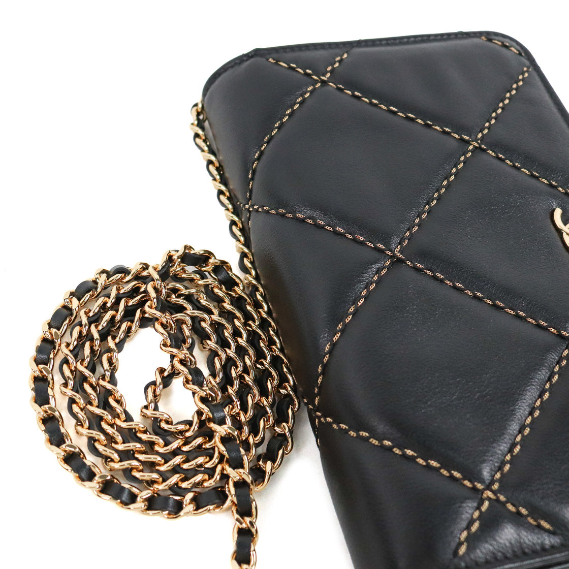 Chanel Black Gold Stitch WOC