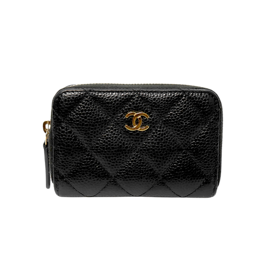 Chanel Black Caviar Skin Card Wallet