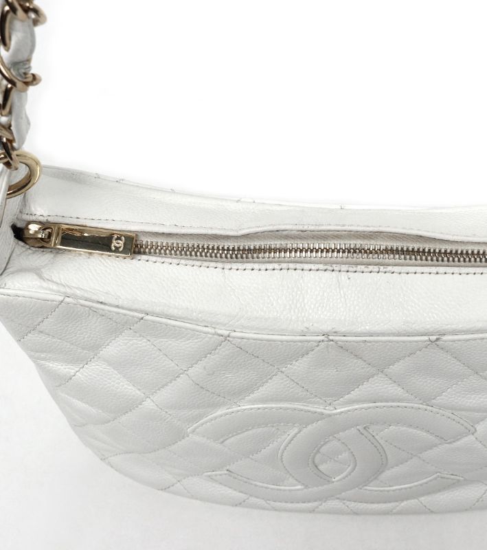 Chanel White Caviar Skin Timeless Shoulder Bag