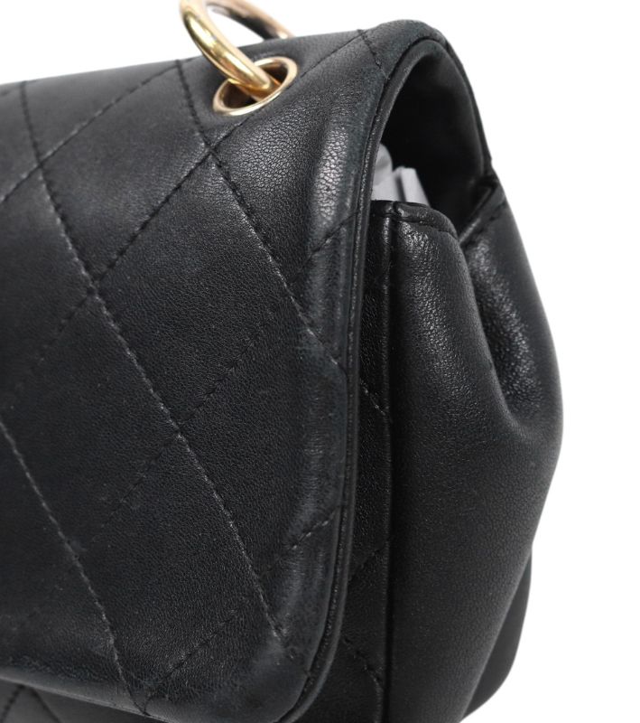 Chanel Black Lambskin Quilted CC Flap Chain Shoulder Bag