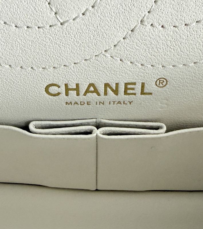 Chanel 2.55 Medium White Shearling Shoulder Bag 30s