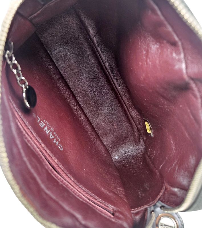 Chanel Metallic Silver Leather Camera Crossbody Bag