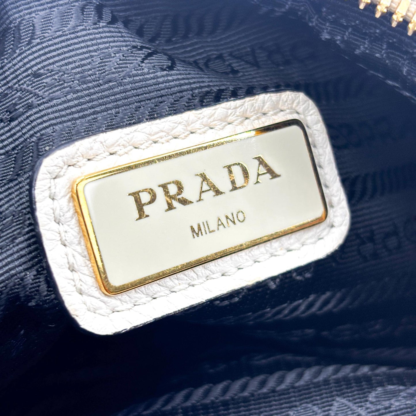 Prada Vitello Phoenix Leather Camera Bag White Gold Hardware