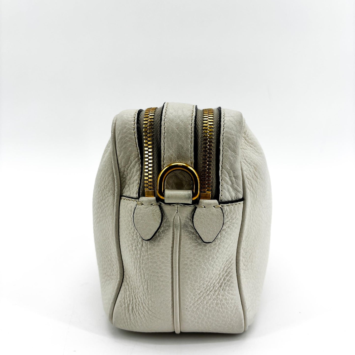 Prada Vitello Phoenix Leather Camera Bag White Gold Hardware