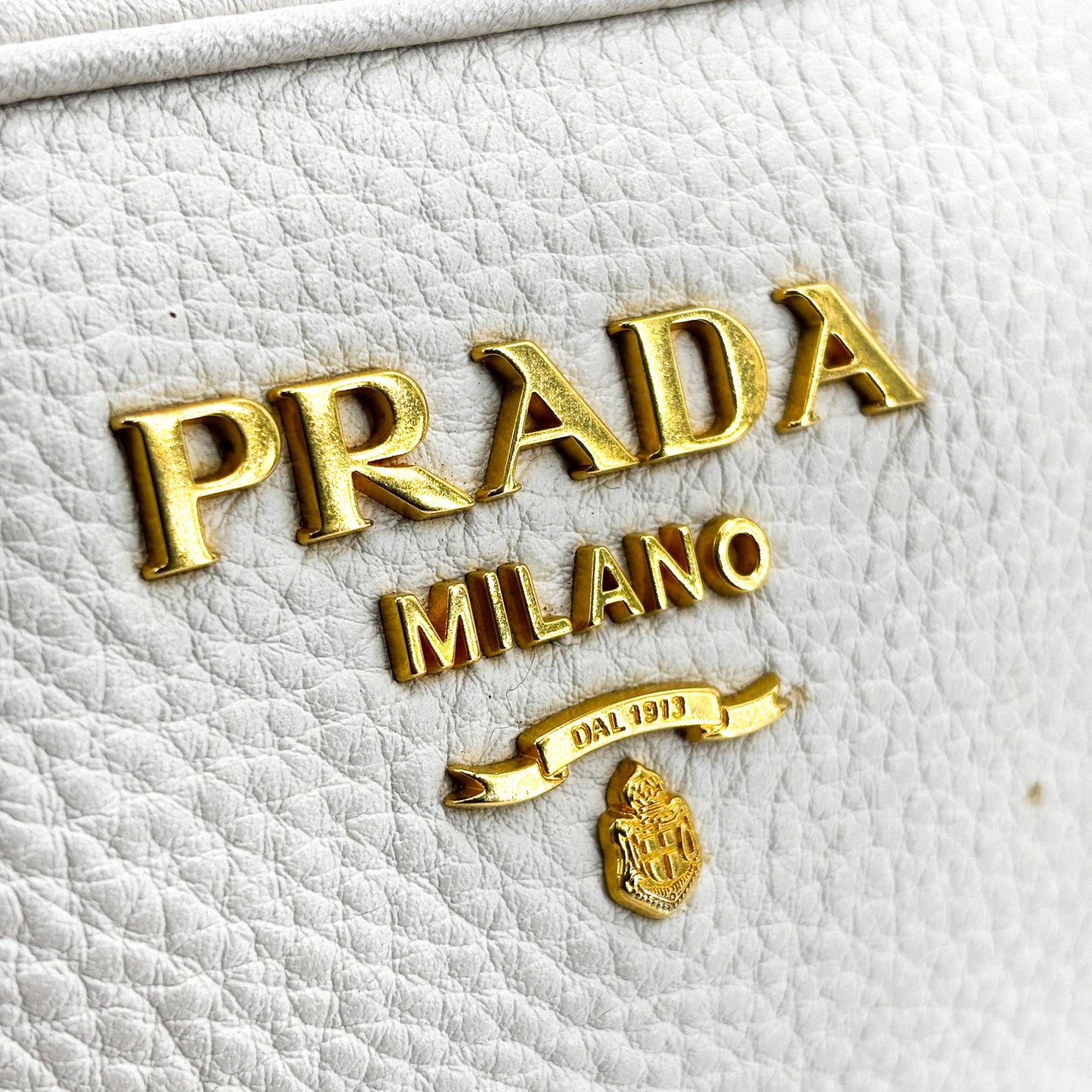 Prada Vitello Phoenix Leather Camera Bag White Gold Hardware