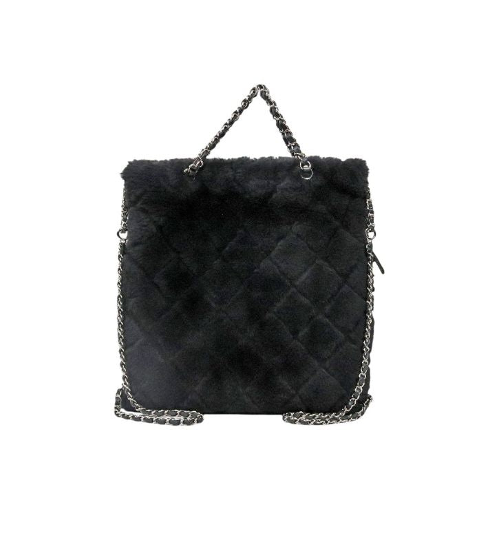 Chanel Navy Shearling Tote