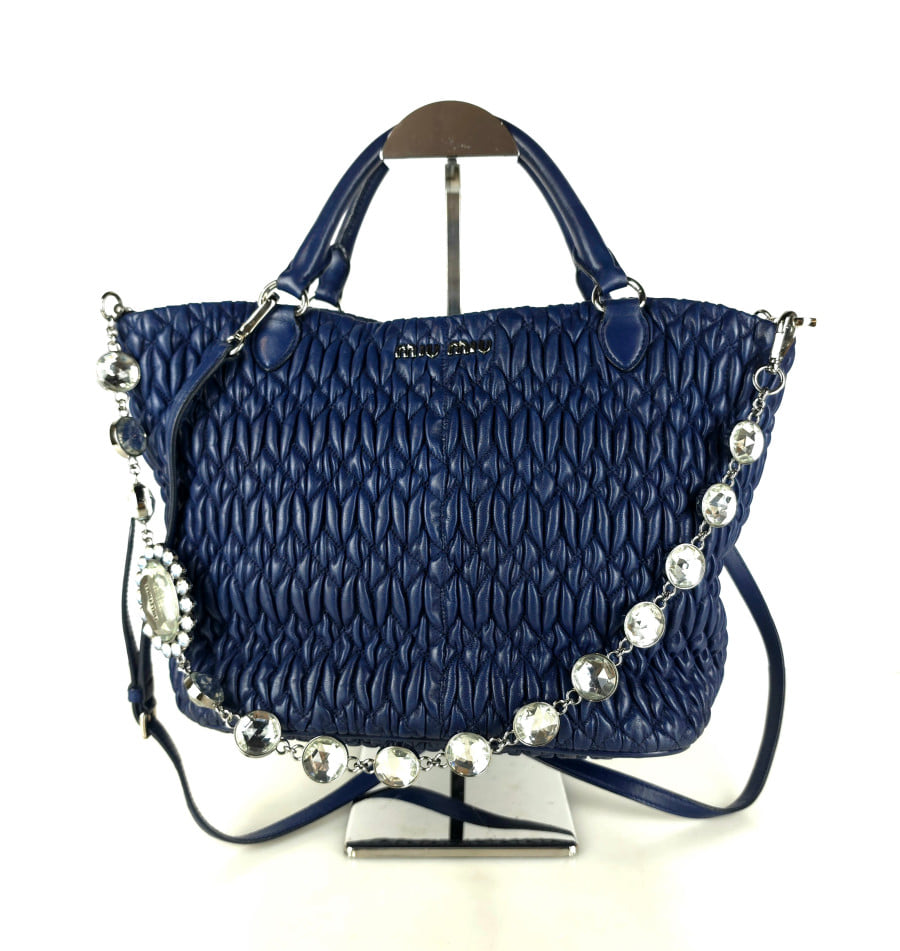 Napa Matelassé Crystal Strap Tote Bag Shoulder Bag RN0896