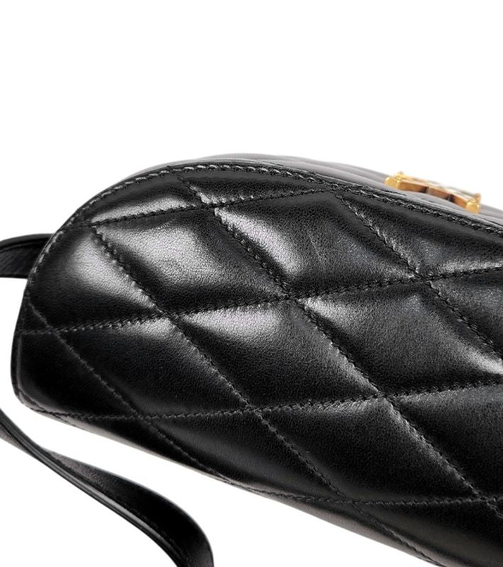 Saint Laurent Black Gold-Plated Matelassé Semi-Box Bag