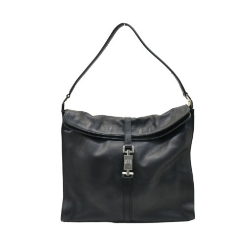 Black leather shoulder bag