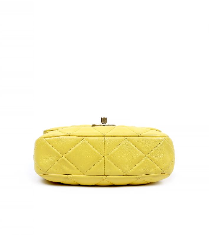 Chanel Yellow Lambskin Petite Sac Shoulder Bag