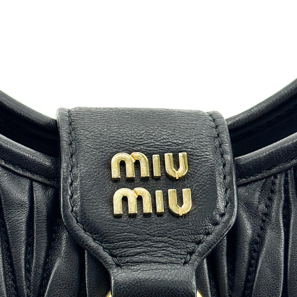 Miu Miu Matelassé Napa Leather Hobo Bag Black