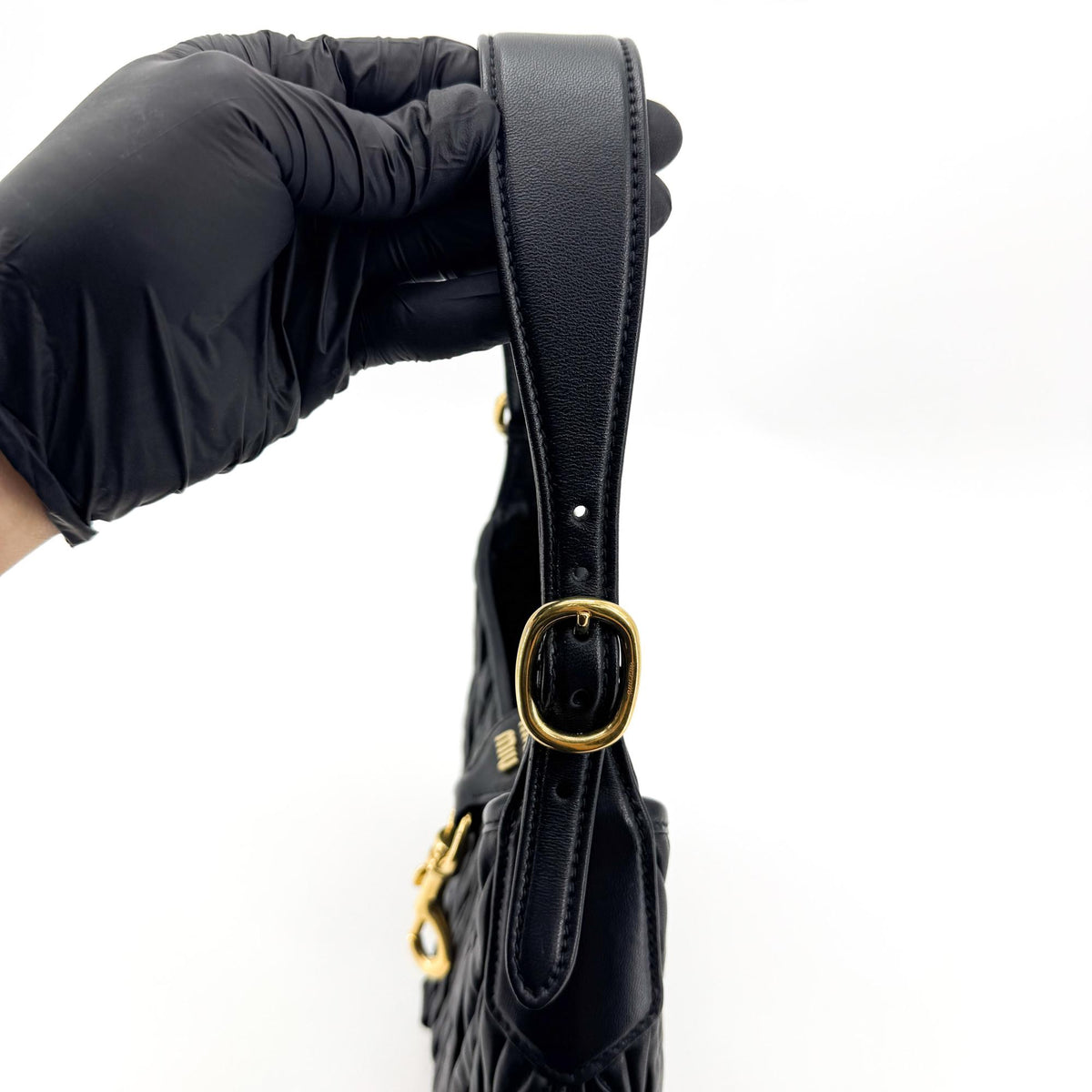 Miu Miu Matelassé Napa Leather Hobo Bag Black