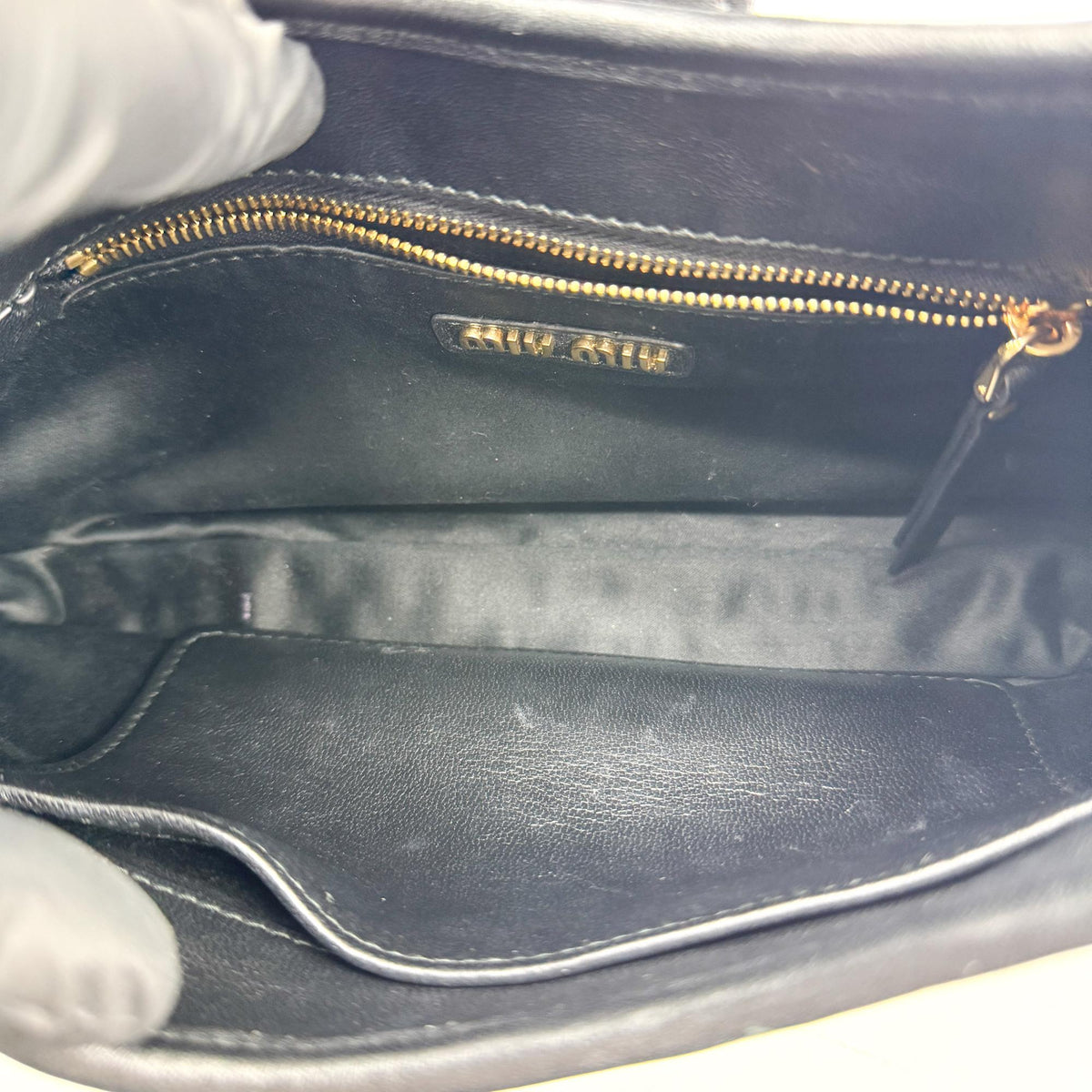 Miu Miu Matelassé Napa Leather Hobo Bag Black