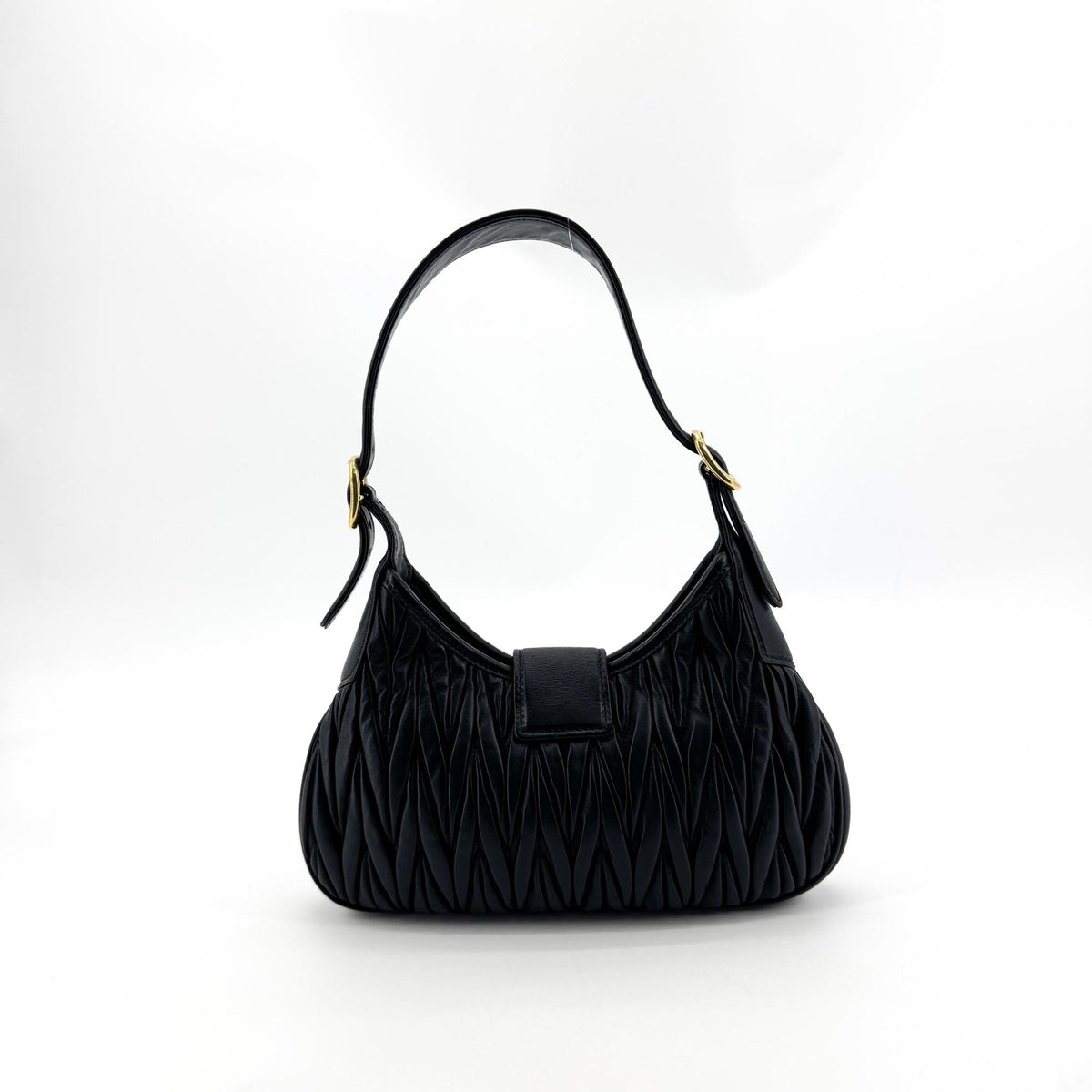 Miu Miu Matelassé Napa Leather Hobo Bag Black