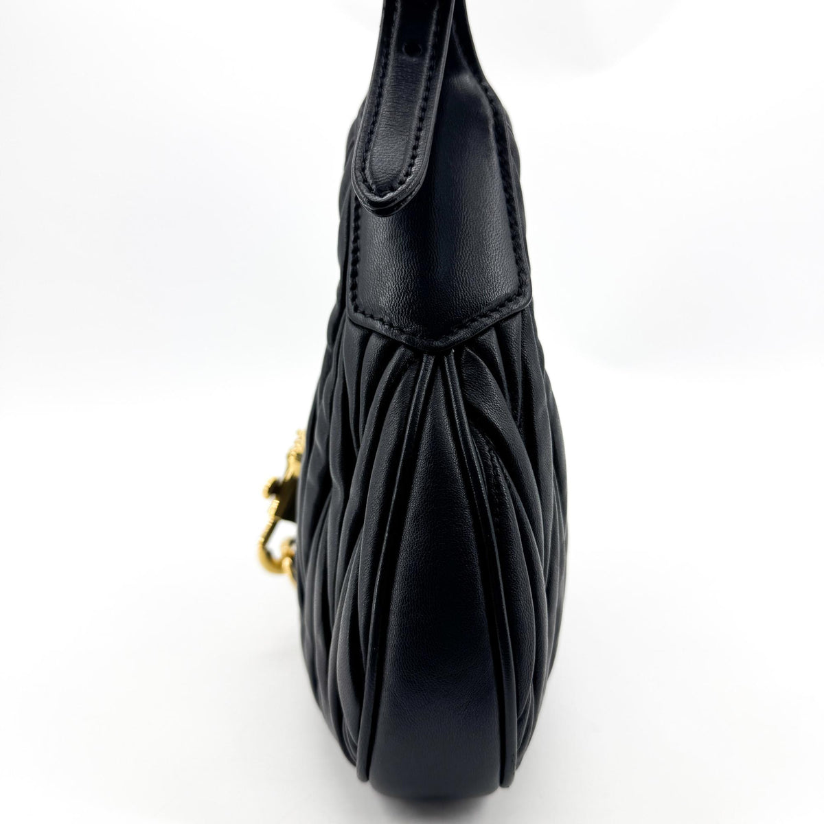 Miu Miu Matelassé Napa Leather Hobo Bag Black
