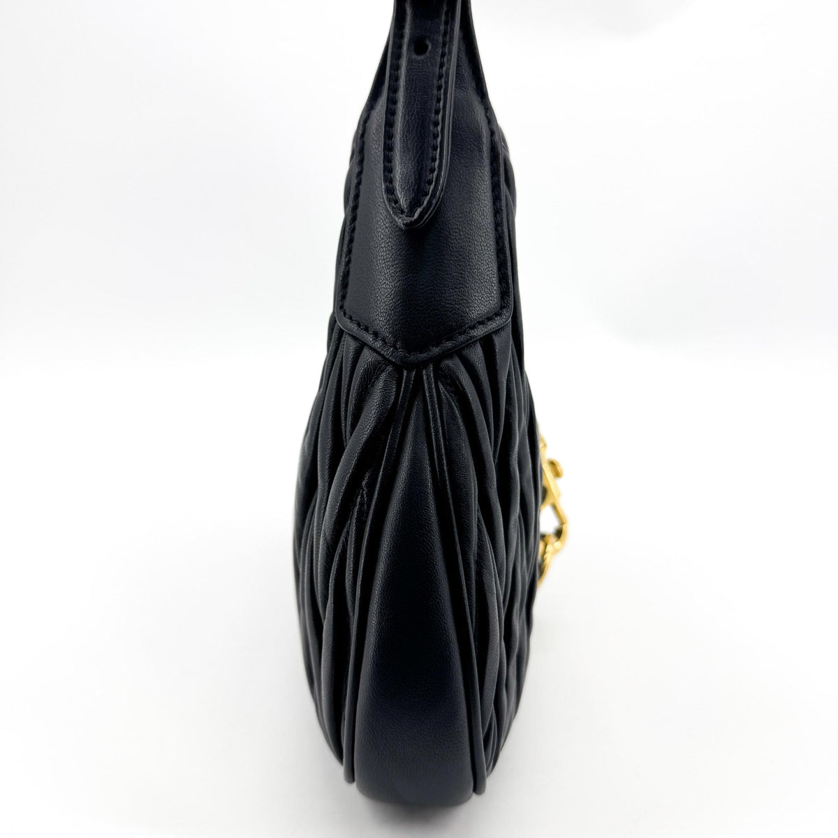 Miu Miu Matelassé Napa Leather Hobo Bag Black