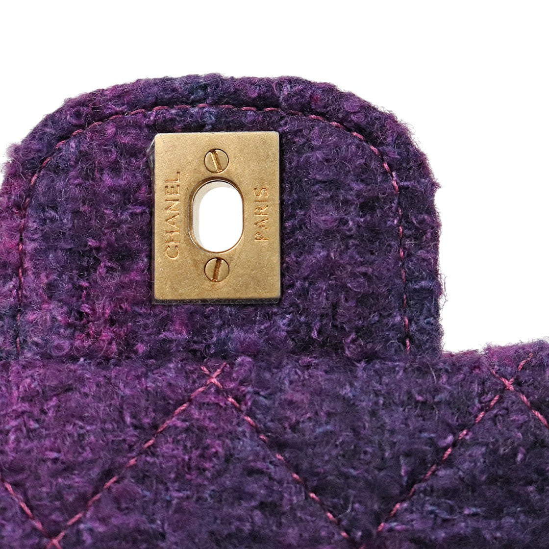 Chanel Black and Purple Shearling Flap Crossbody Bag