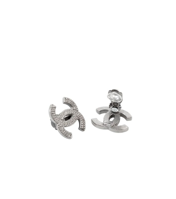 Chanel CC Silver Earrings