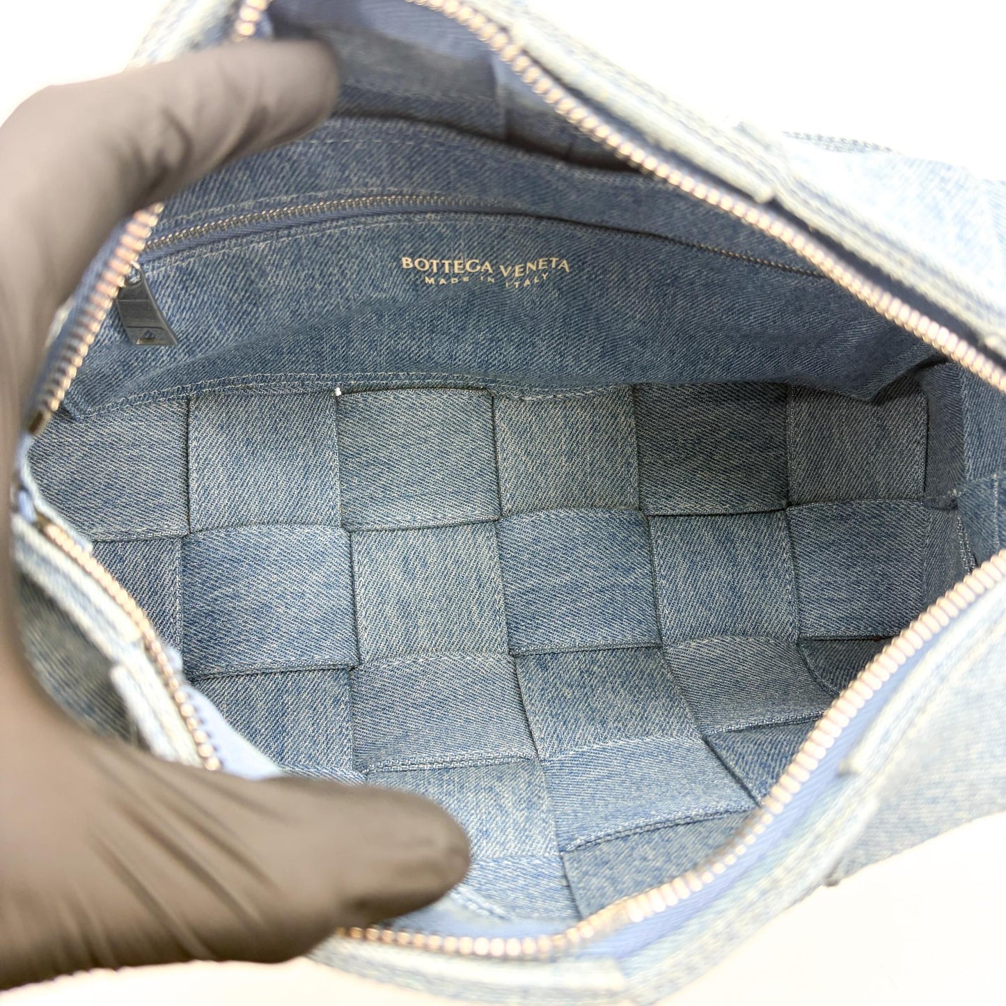 Bottega Veneta Small Cassette Shoulder Bag Blue Denim