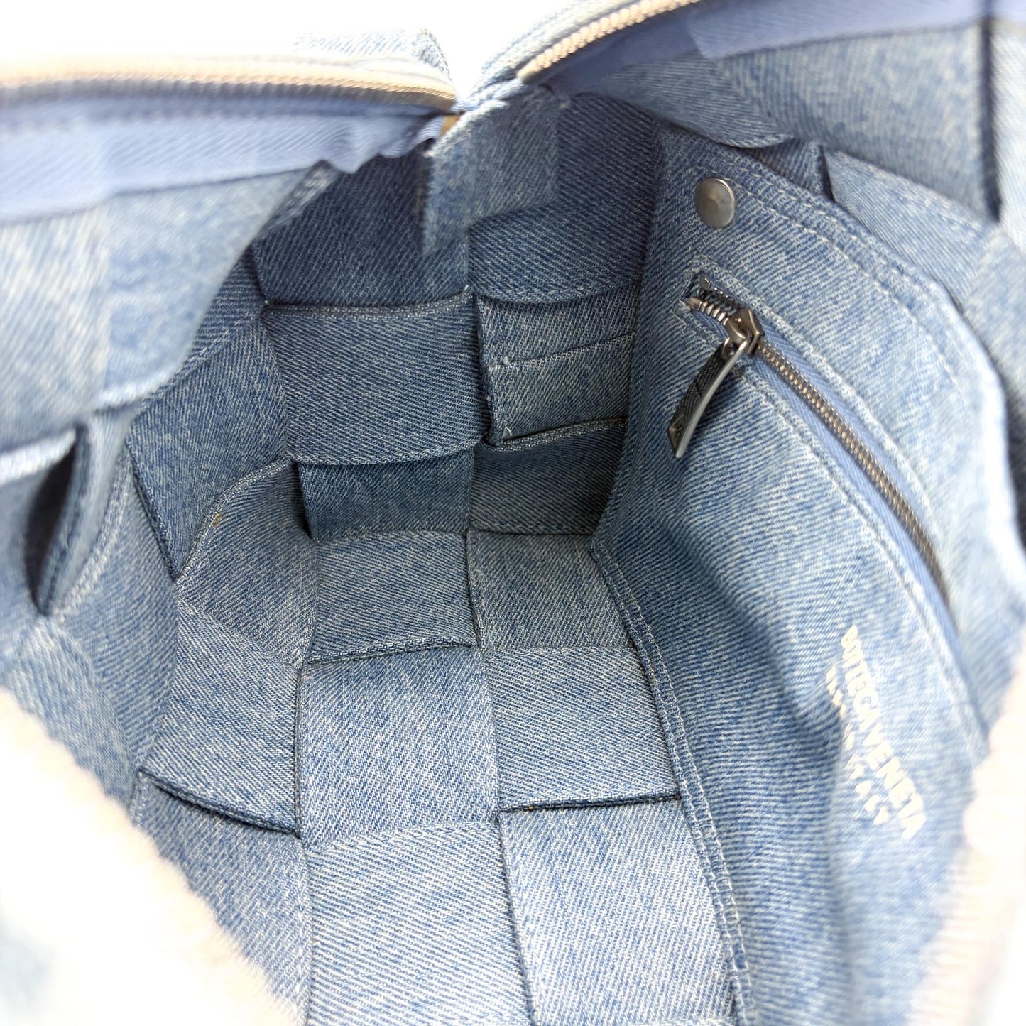 Bottega Veneta Small Cassette Shoulder Bag Blue Denim