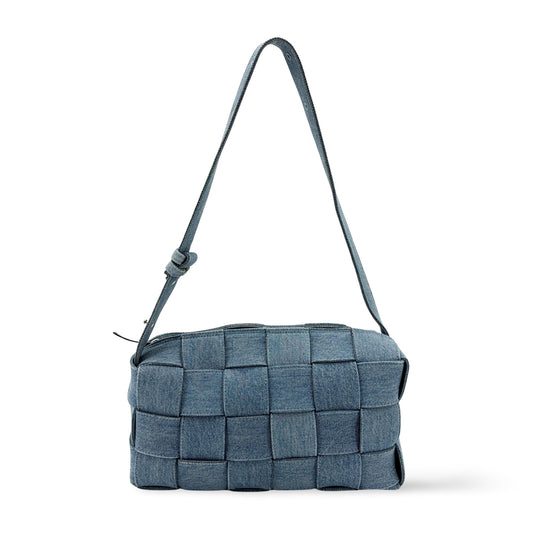 Bottega Veneta Small Cassette Shoulder Bag Blue Denim
