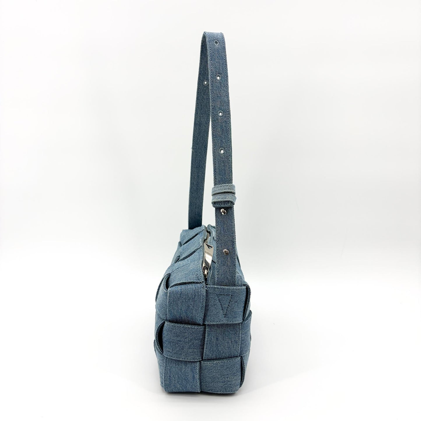 Bottega Veneta Small Cassette Shoulder Bag Blue Denim