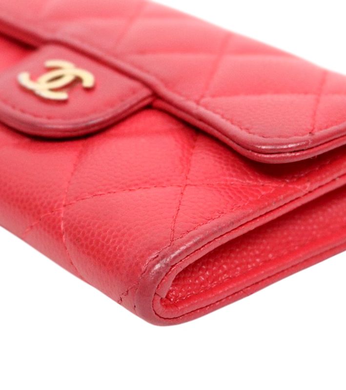 Chanel Red Caviar Skin Card Wallet