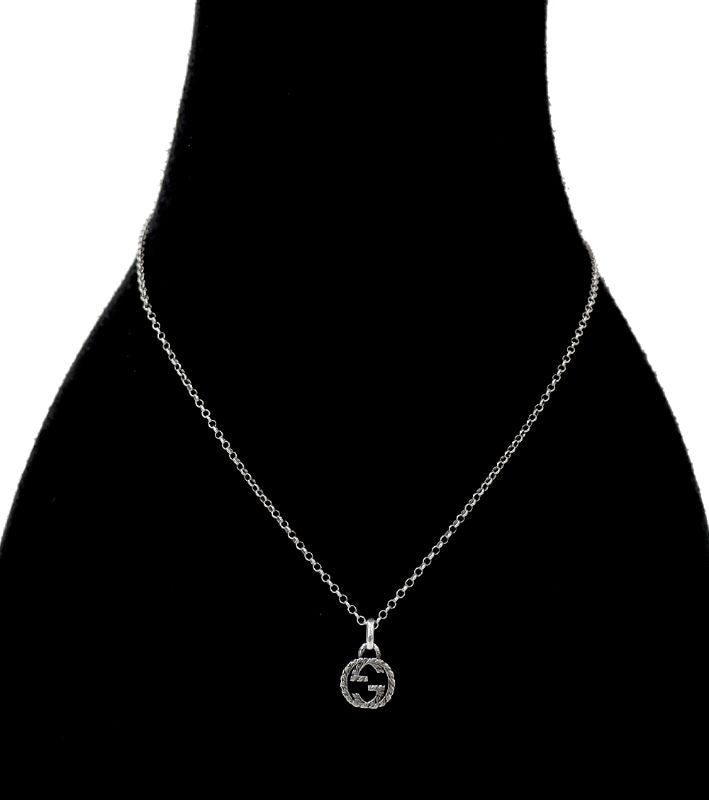 Gucci Black Interlocking G Silver Necklace