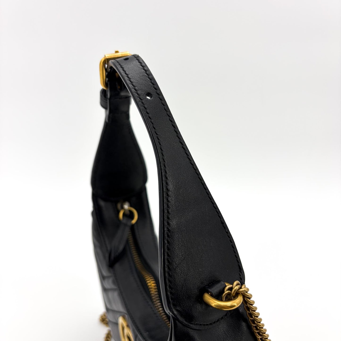 Gucci GG Marmont Half Moon Shape Mini Shoulder Bag Black