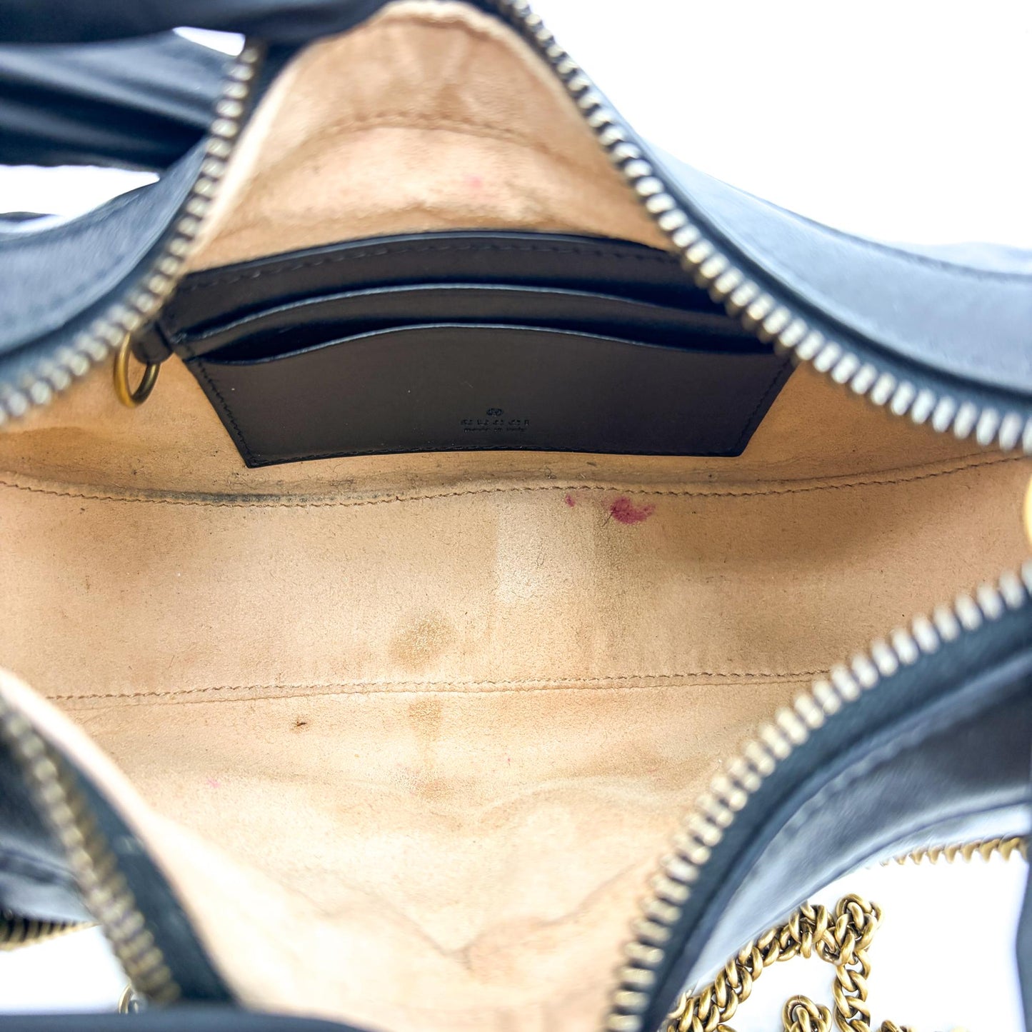 Gucci GG Marmont Half Moon Shape Mini Shoulder Bag Black
