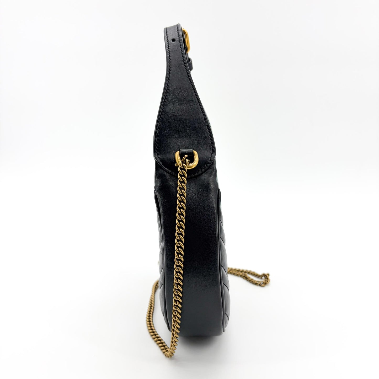 Gucci GG Marmont Half Moon Shape Mini Shoulder Bag Black