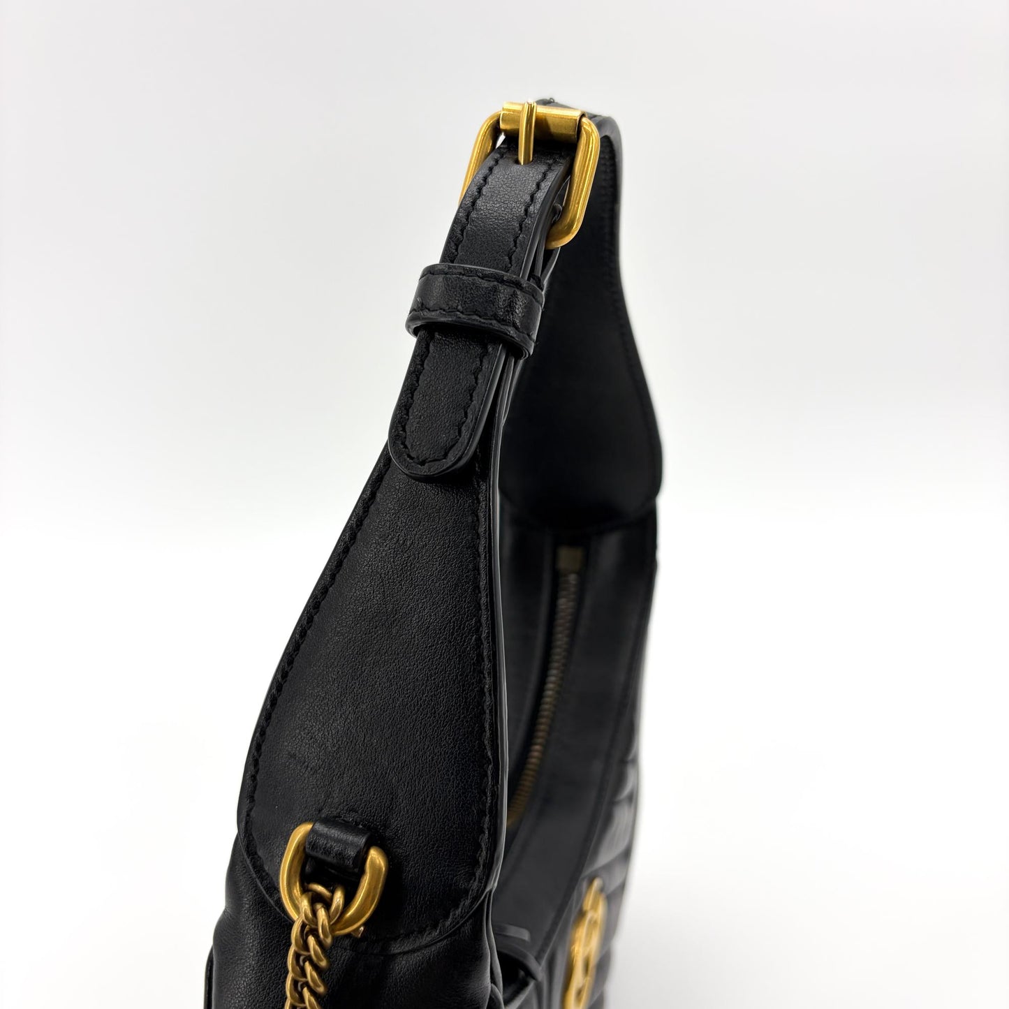 Gucci GG Marmont Half Moon Shape Mini Shoulder Bag Black