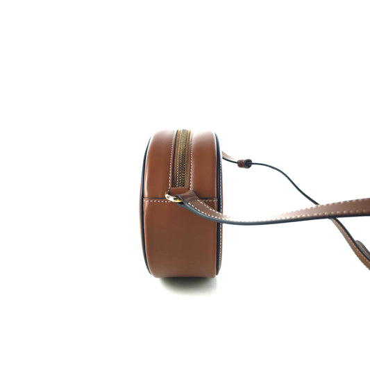 Smooth calfskin oval crossbody bag