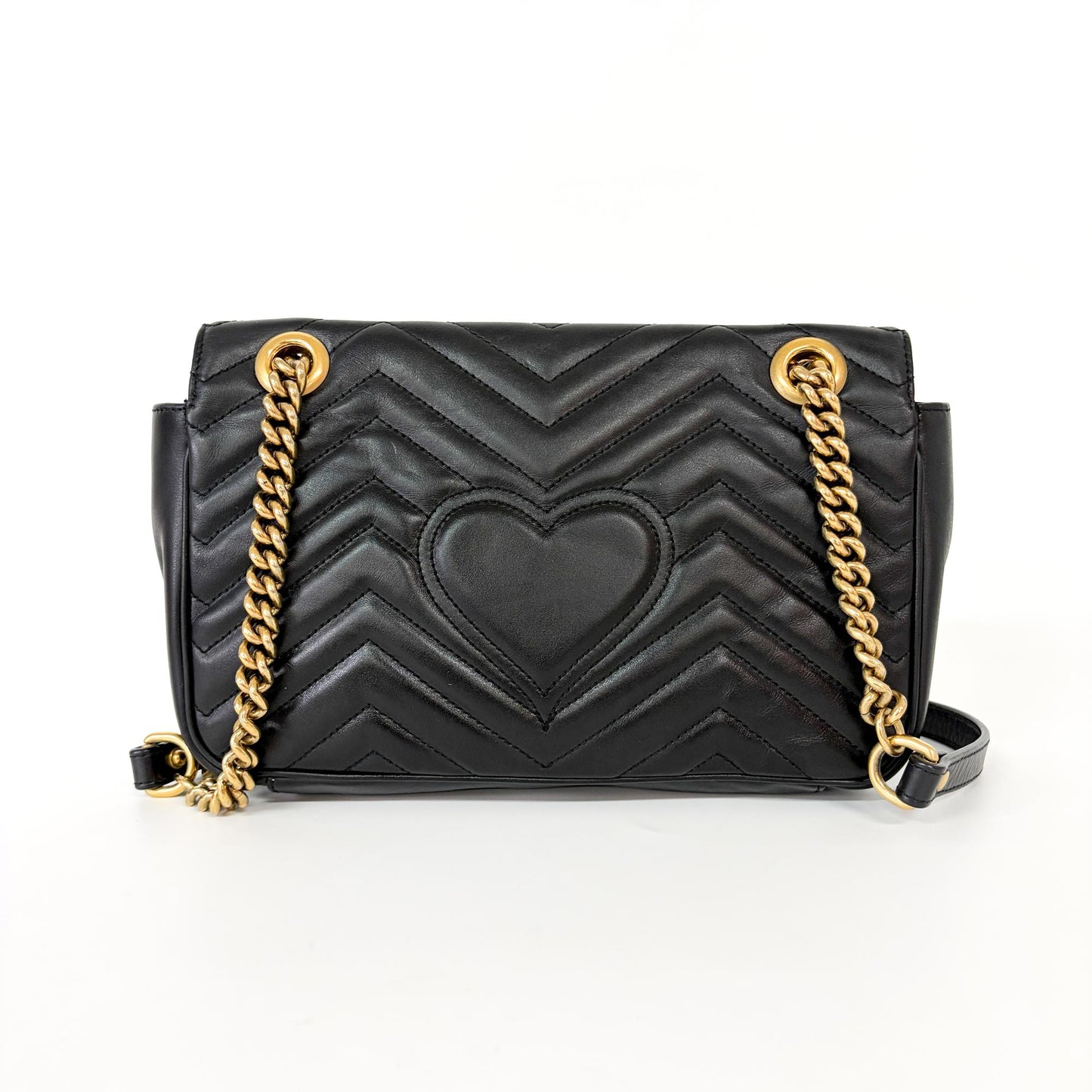 Gucci GG Marmont Small Matelassé Shoulder Bag Black Gold Hardware
