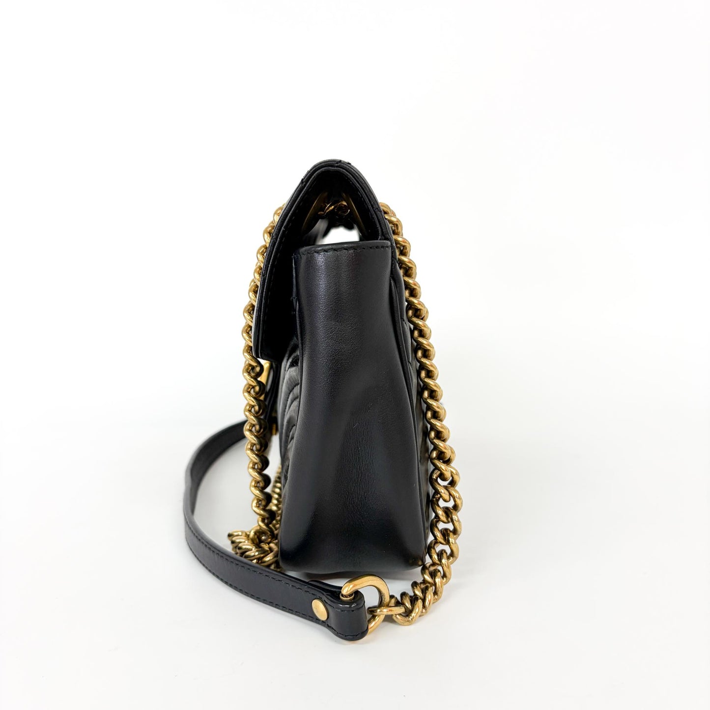 Gucci GG Marmont Small Matelassé Shoulder Bag Black Gold Hardware