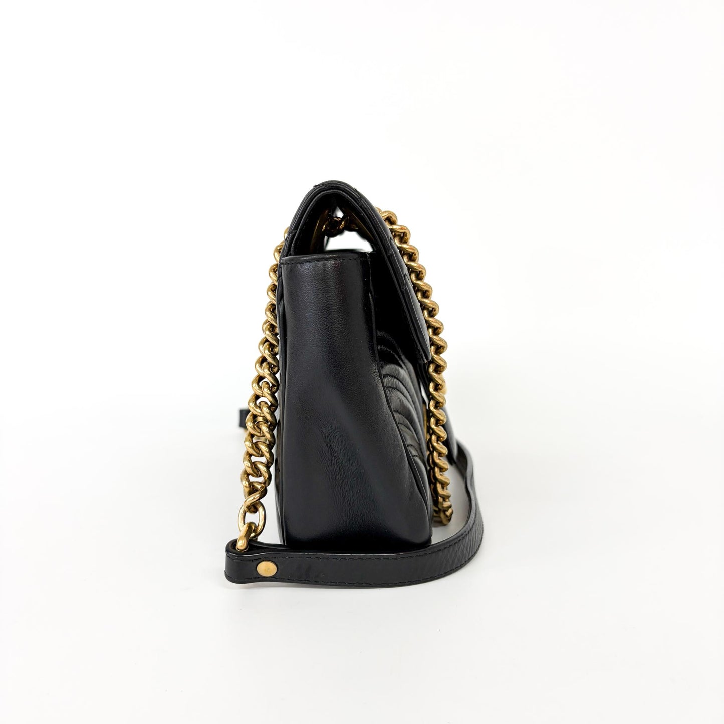 Gucci GG Marmont Small Matelassé Shoulder Bag Black Gold Hardware